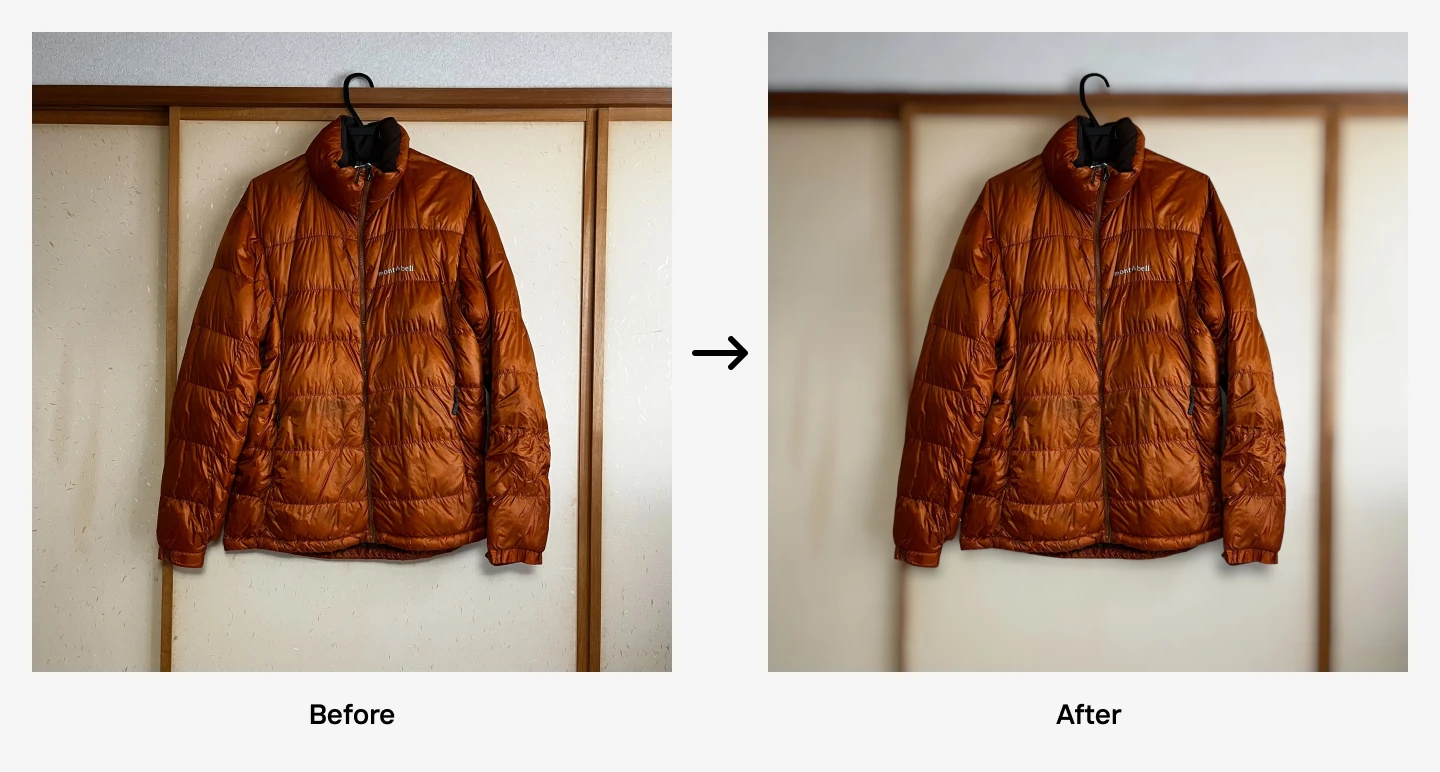 Orange jacket with background blurred in the second image