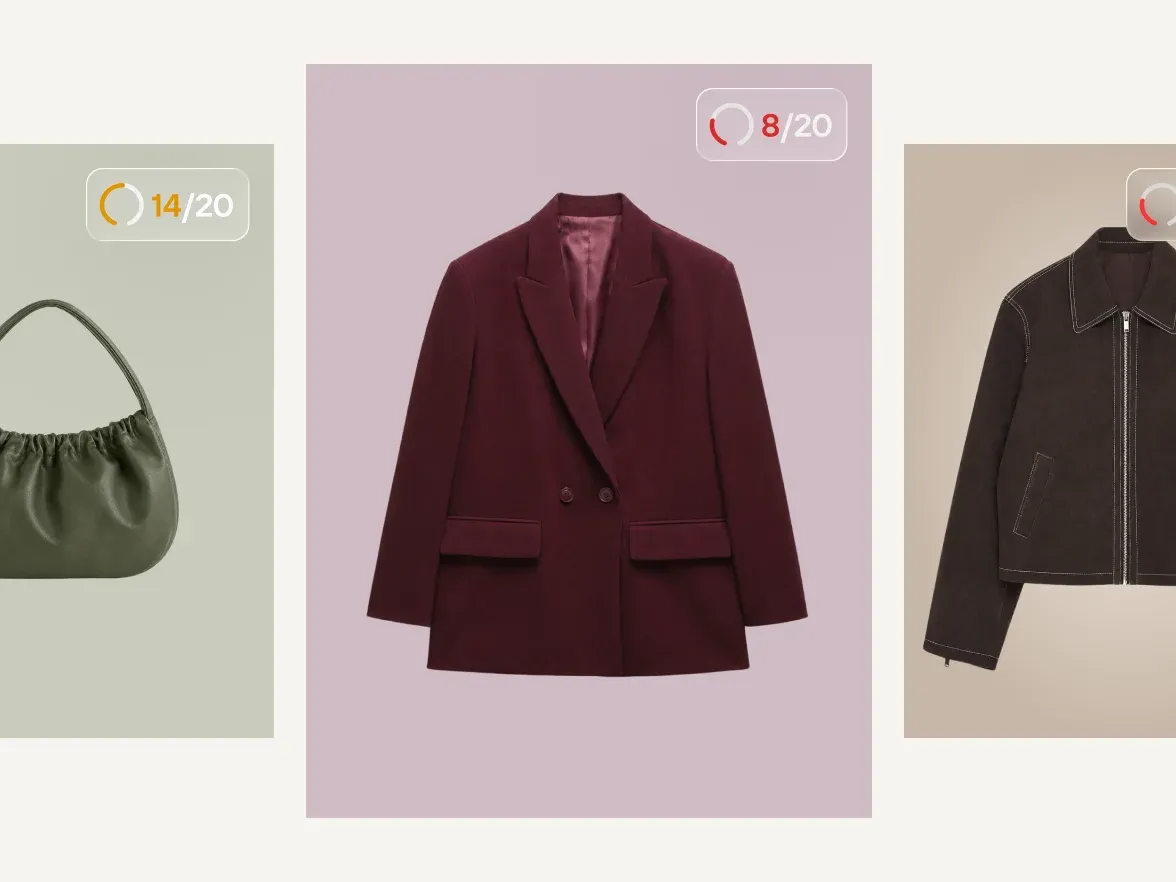 Three product photos with their rater scores